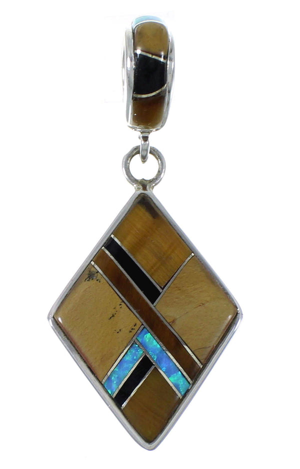 Tiger Eye And Multicolor Sterling Silver Pendant EX44351